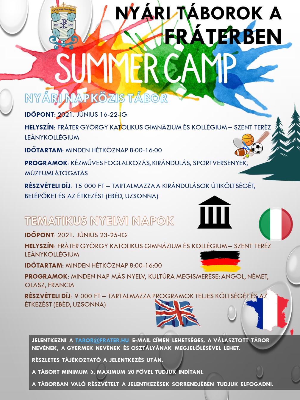 NYÁRI TÁBOROK A FRÁTERBEN